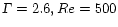 ${\sl\Gamma} = 2.6, Re=500$