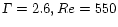 ${\sl\Gamma} = 2.6, Re=550$